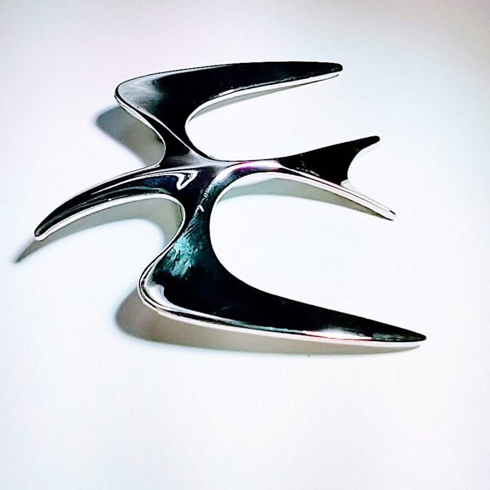 Vintage Sarah Coventry Modern Bird Brooch Mr Seagull Retro Silver Tone Metal